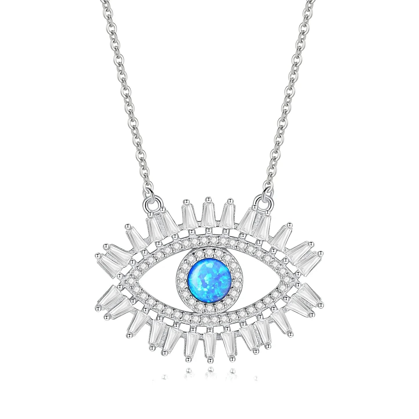 TONGZHE 925 Sterling Silver Pendant Necklace Women Jewelry Blue Stones Lucky Evil Eye Necklace Pave Turquoise Eye Turkey Jewelry