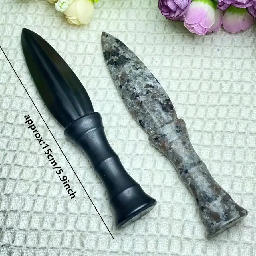 Unique Yooperlite Stone Mystical Dagger Carving - Polished Raw Gemstone witchcraft meditation crystal Knife for Home Decor Gifts
