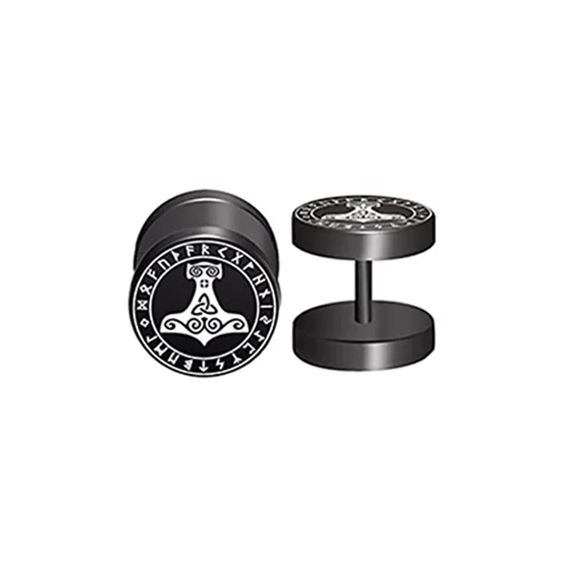 2pcs 18G 316L Stainless Steel Viking Rune Round Stud Earrings for Men Women, Cartilage Tragus Helix Earring Piercing Jewelry