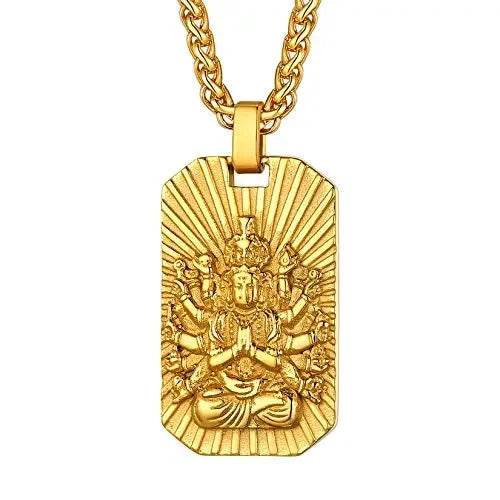 U7 Buddha Necklaces Tantric Buddhism Jewelry Eight Zodiac Guardian Buddha Pendant Dog Tags Talisman Buddhist Amulet Jewellery