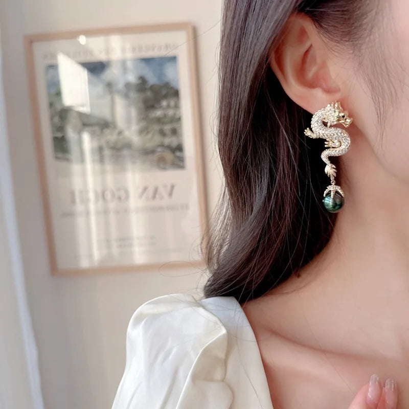 SUYU Spring New 2024 Dragon Year Zodiac Design Earrings Fashion Luxury Personalized Creative Earrings Festival Gifts