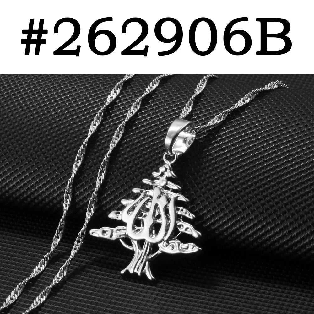 Anniyo Liban Pendants Necklaces Lebanese Cedar Jewelry Lebanon Map Eastern Rite Church Maronite Cross Allah Symbol #251506