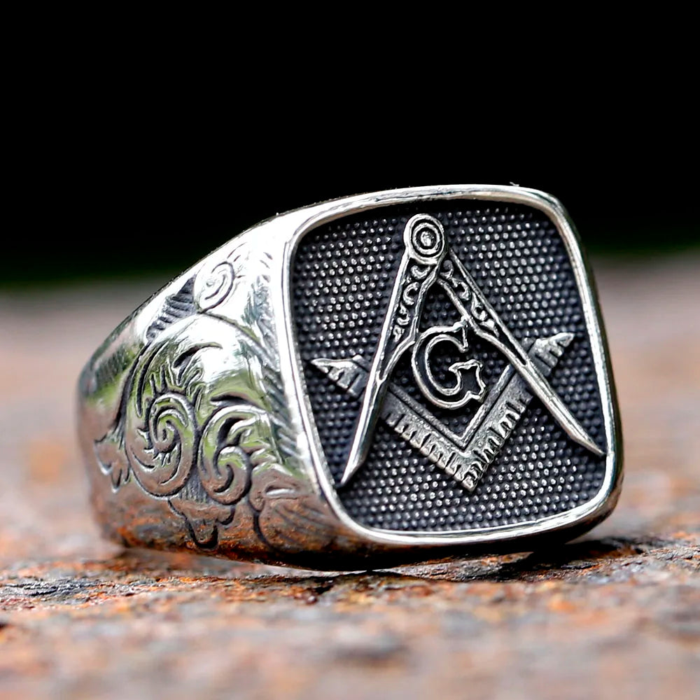2023 New Arrival Square Shape 316L Stainless Steel Men's Ring Punk Rock Hip Hop Biker Jewelry Gift free shipping