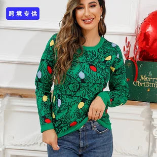 2025New Sweater Christmas Gift Sweater European and American Autumn and Winter Lazy Style Pullover Knitted Sweater