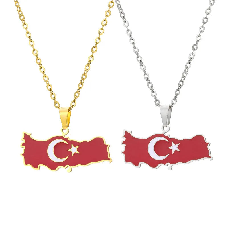 2024 new fashion stainless Gangerchi map pendant necklace temperament everything collarbone chain birthday anniversary gift