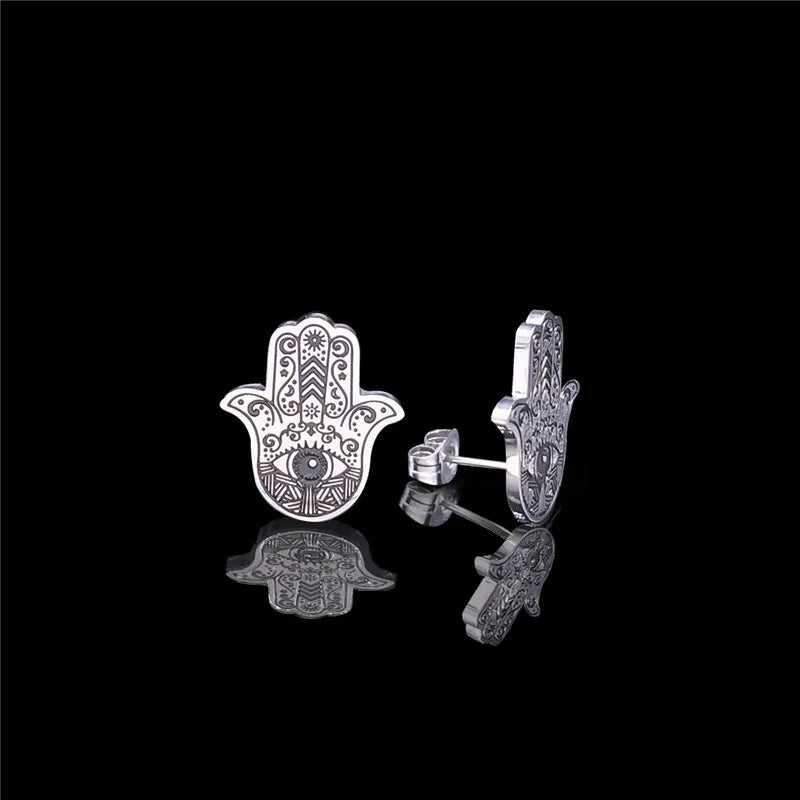 Hamsa Hand of Fatima Stainless Steel Necklaces Men Fatima´s Hand Turkish Eye Necklaces Pendants Jewelry collier homme N933S02