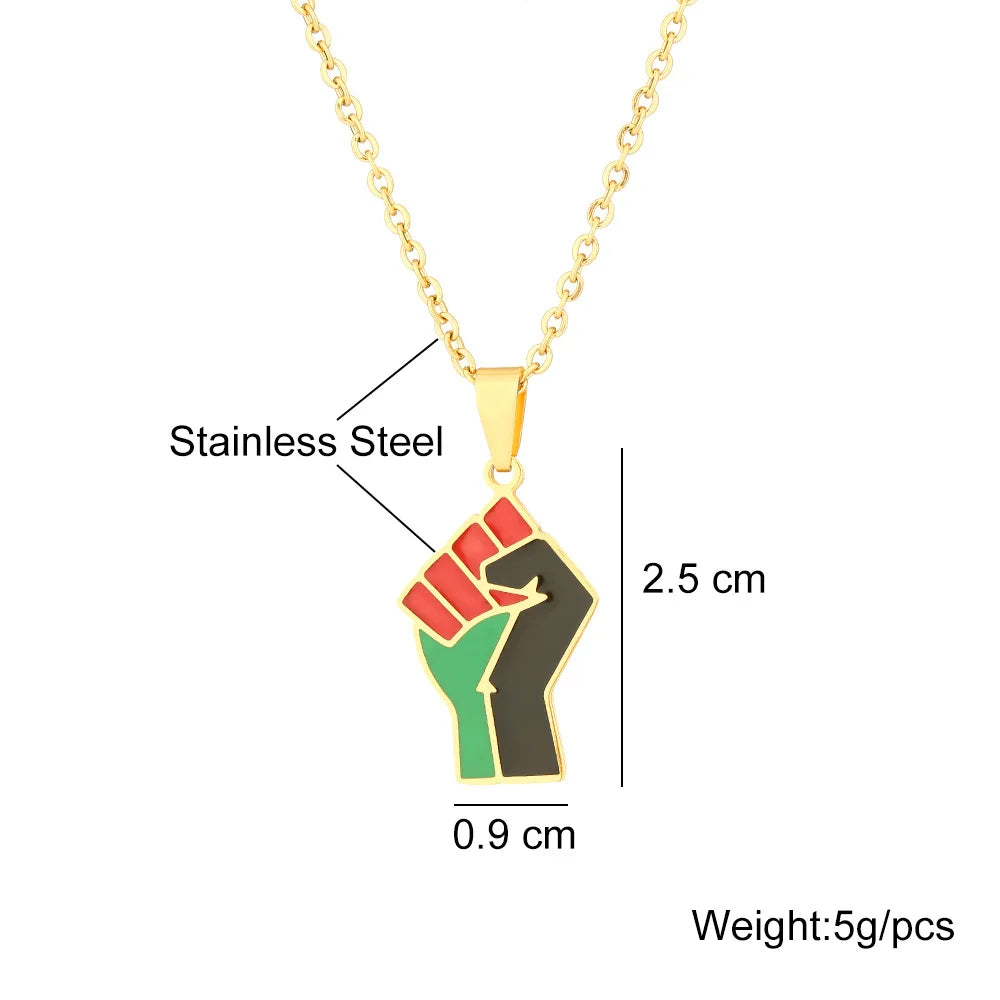 2024 new fashion stainless steel African fist symbol necklace for men and women geometric national style collarbone chain annive