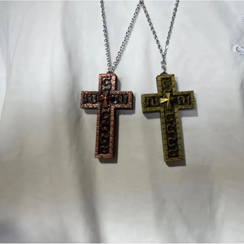 Vintage Cross Pendant Necklace with Secret Compartment Cross Necklace 3D Printed Charm Jewelry Necklace for Women Men