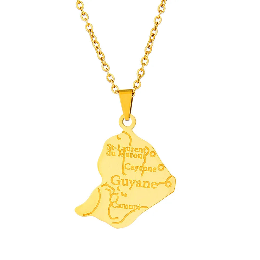2024 new fashion stainless steel French Guyana pendant necklace temperament everything collarbone chain birthday anniversary sma