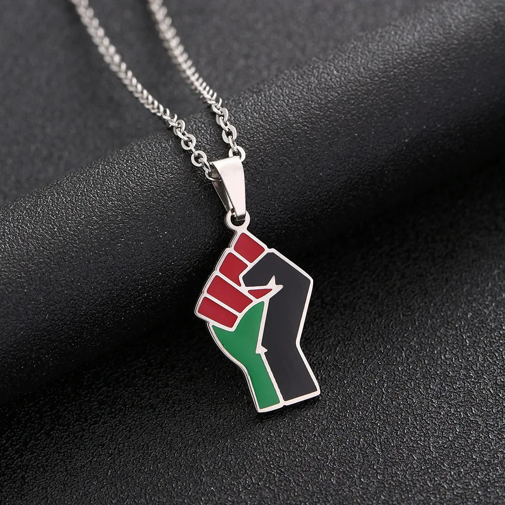 2024 new fashion stainless steel African fist symbol necklace for men and women geometric national style collarbone chain annive