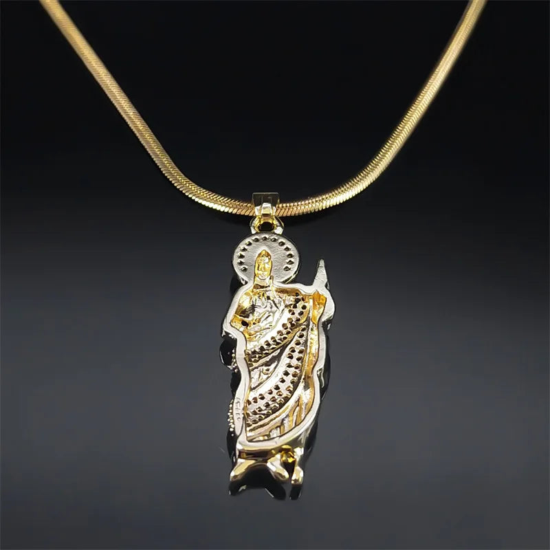 2024 New fashion St. Jude Tadao necklace Zircon copper religious pendant necklace temperament everything with stainless steel cl