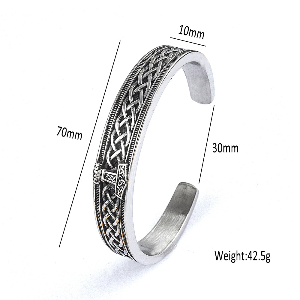 Fashion Retro Nordic Viking Thor's Hammer Bracelet Stainless Steel Open Bracelets Men and Women Punk Amulet Jewelry Wholesale