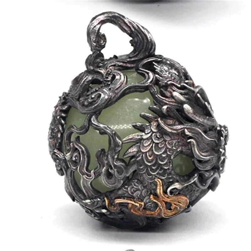 Retro Domineering Auspicious Dragon Pendant Necklace For Men Jewelry Lucky Amulet Necklace Male Choker Accessories