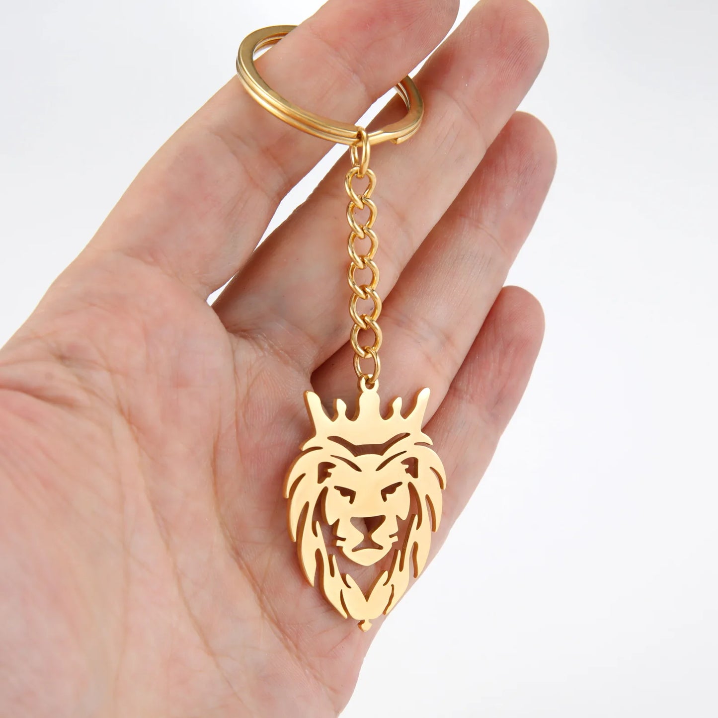 2024 New fashion cut titanium steel chain keychain Lion King Pendant Hip Hop punk style stainless steel animal keychain