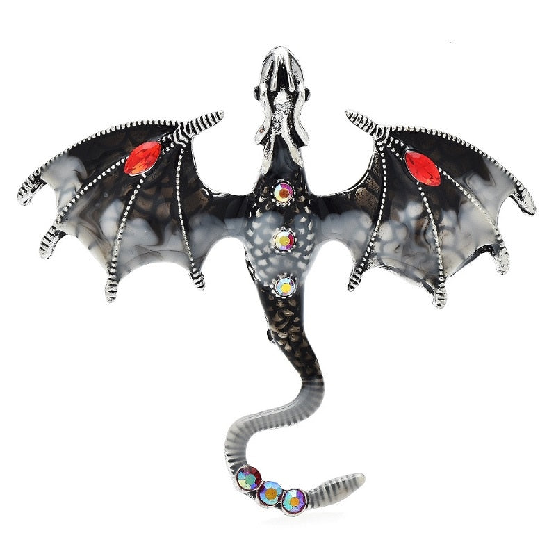 Wuli&baby Enamel Dragon Brooches For Women Men 6-color Rhinestone Flying Legand Animal Party Office Brooch Pins Gifts