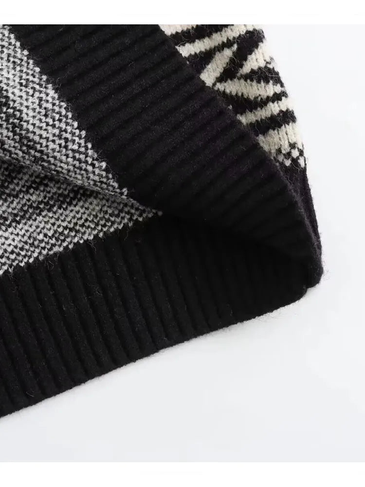 2024 Women Christmas Sweaters Long Sleeve Turn-down Collar Oversized Ugly Holiday Knitted Pullover Sweater
