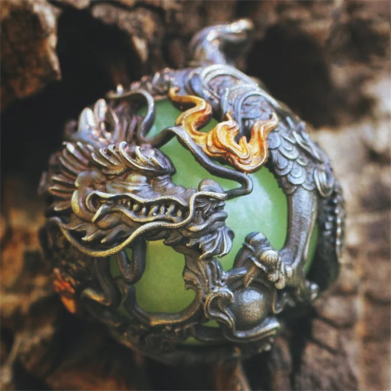 Retro Domineering Auspicious Dragon Pendant Necklace For Men Jewelry Lucky Amulet Necklace Male Choker Accessories