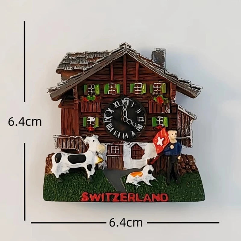 Swiss Dairy Cows Hand-painted 3D Fridge Magnets Switzerland Souvenirs Refrigerator Magnetic Stickers Gift