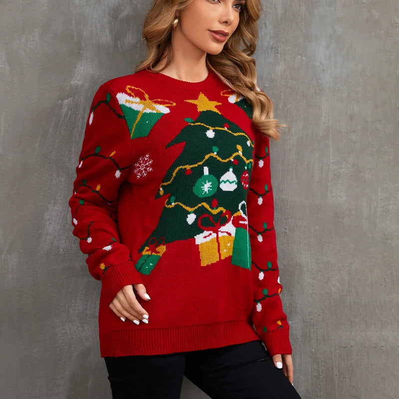 2025New Sweater Christmas Gift Sweater European and American Autumn and Winter Lazy Style Pullover Knitted Sweater
