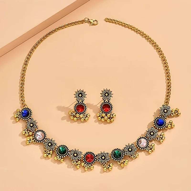 1 Set Jewelry for Women Synthetic Rhinestone Choker Necklace Earrings Set Party Style Ideal for Daily Wear Holiday Gift