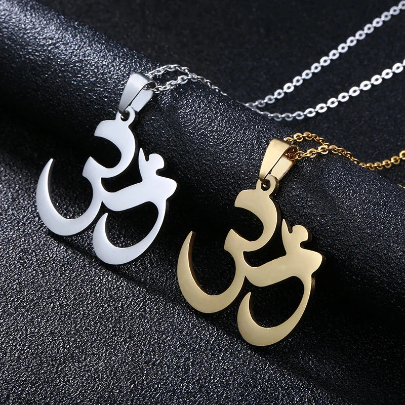 2024 new fashion stainless steel Aum Yoga necklace for women and men couples ethnic style accessory collarbone chain anniversary