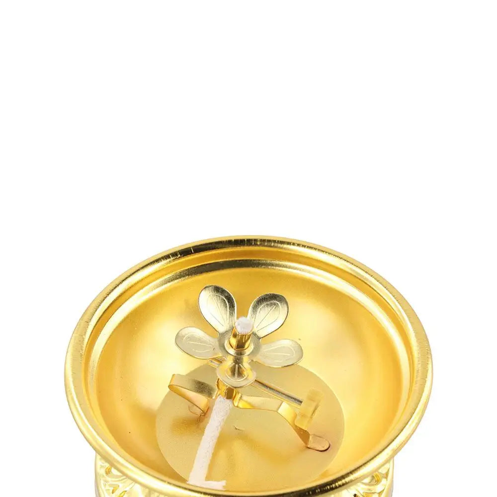 Vintage Anti-slip Alloy Oil Lamp Adjustable Exquisite Butter Lamp Holder High-legged Oil Dish Ornaments Buddha Hall