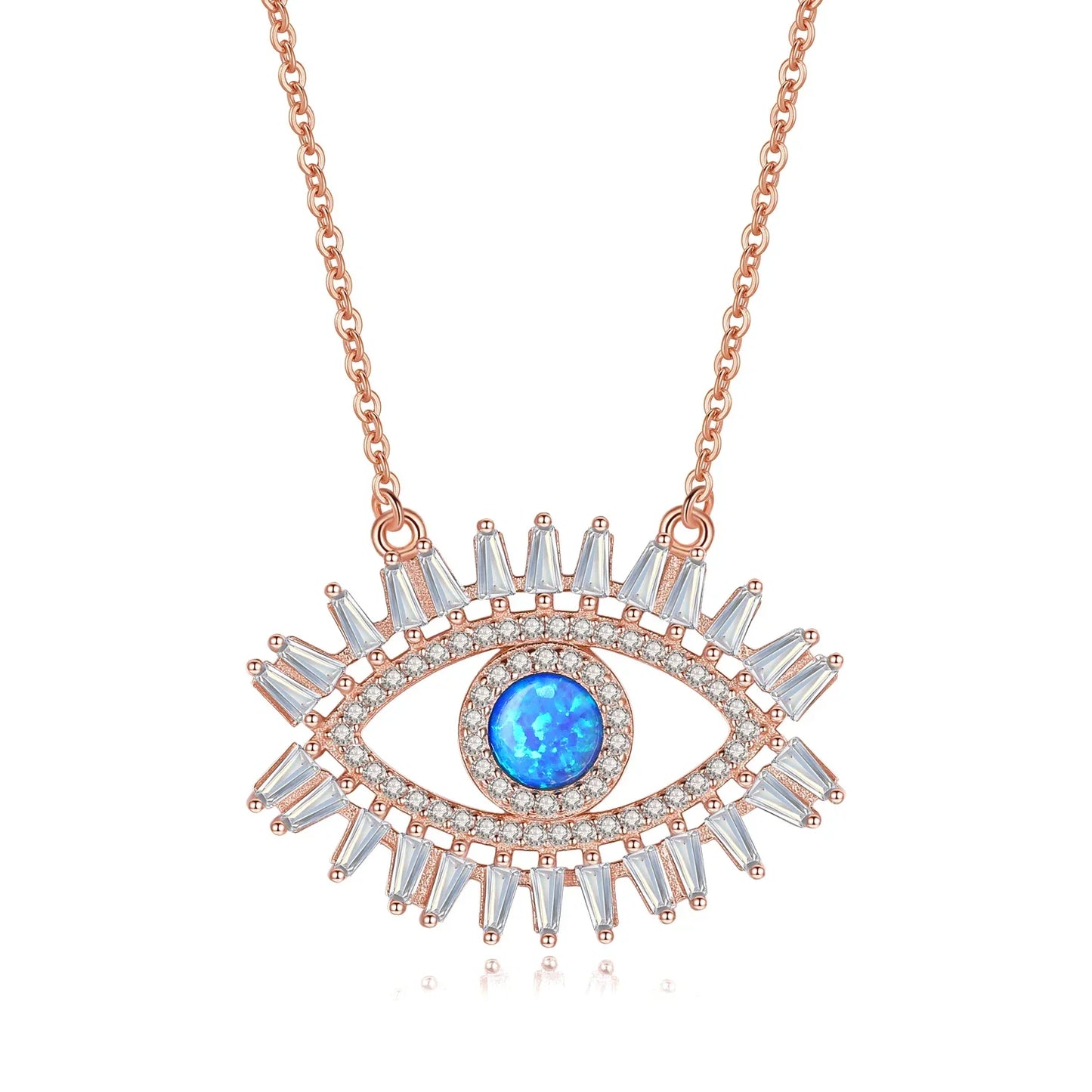 TONGZHE 925 Sterling Silver Pendant Necklace Women Jewelry Blue Stones Lucky Evil Eye Necklace Pave Turquoise Eye Turkey Jewelry
