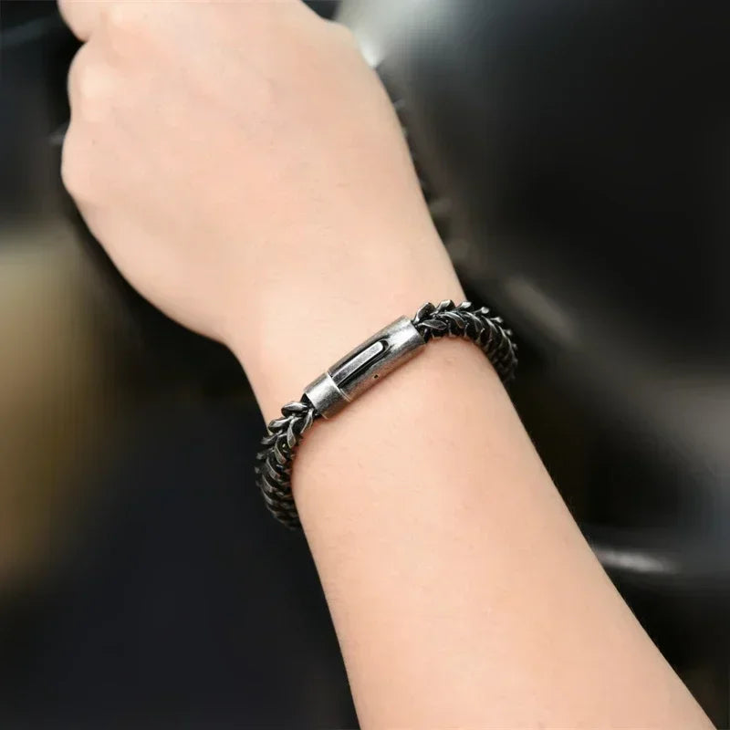 Vintage Chain Link Men Bracelet Handmade Punk Rock Stainless Steel Punk Bracelets Male Hand Jewelry Boyfriend Accessories