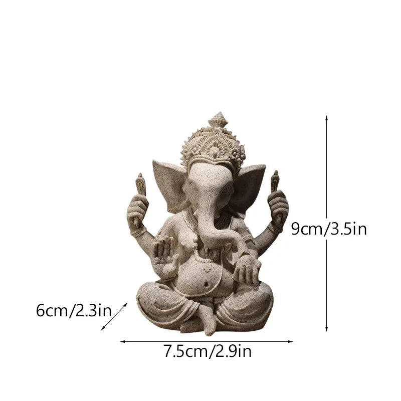 Vilead Sandstone Indian Ganesha Elephant God Statue Religious Hindu Fengshui Buddha Sculpture Shop Office Home Decoration Crafts