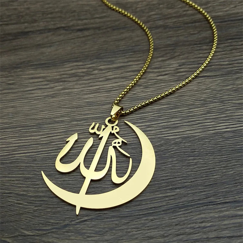 2024 new fashion stainless steel necklace French retro simple Arabic personality everything hollowed out sweater chain jewelry