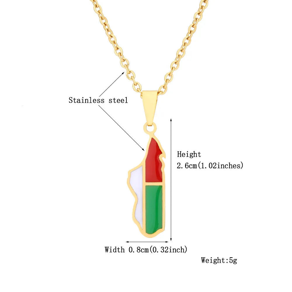 2024 new stainless steel motor Gasgas map necklace famous ethnic style female niche design sense of light luxury sweater chain A