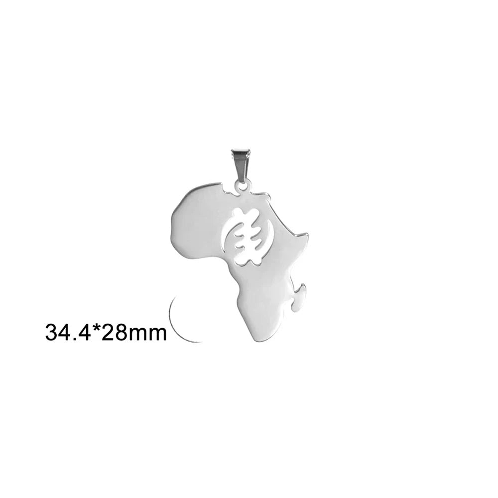 EUEAVAN 1pc Africa Berbers Symbol Map Stainless Steel Pendant for Necklace African Kabyle Berber Jewelry Making Supplies DIY