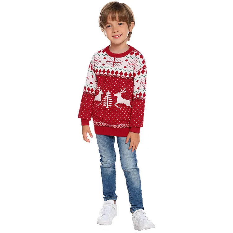 2025 New Christmas Matching Sweaters for Women Men Couples Knitwear Jacquard Elk Print Jumpers Full Sleeve Warm Soft Pullovers