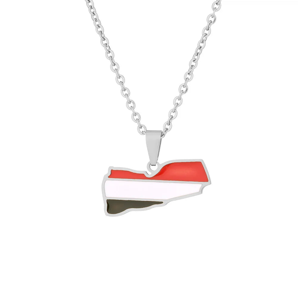 2024 new fashion stainless steel Yemen map pendant necklace temperament everything collarbone chain birthday anniversary gift