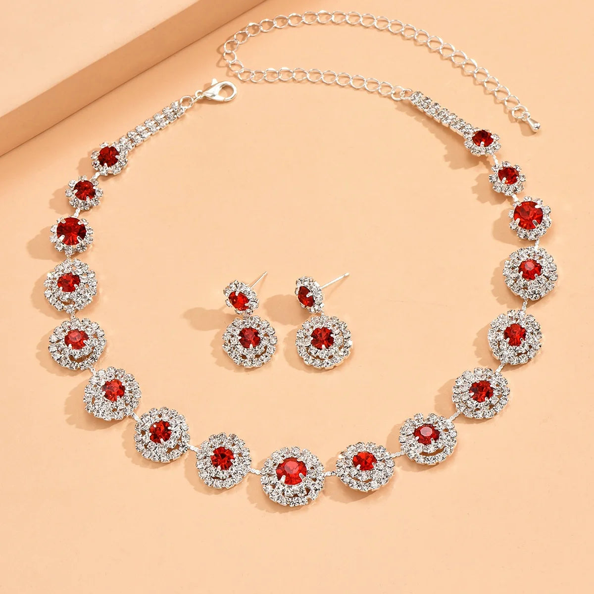 2pcs Wedding Women's Fashion Jewelry Set Tassel Rhinestone Earrings Necklace Fashion Party Fashion Accessories