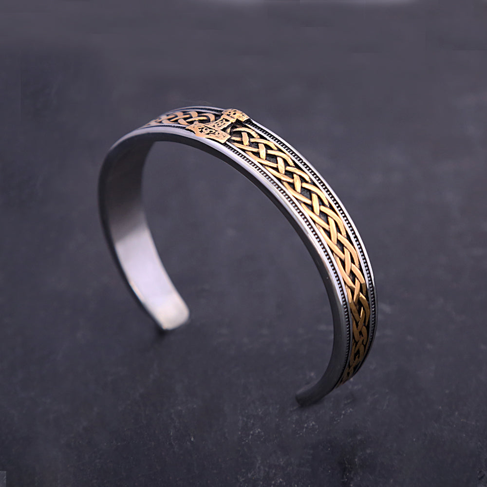 Fashion Retro Nordic Viking Thor's Hammer Bracelet Stainless Steel Open Bracelets Men and Women Punk Amulet Jewelry Wholesale