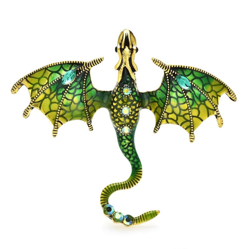 Wuli&baby Enamel Dragon Brooches For Women Men 6-color Rhinestone Flying Legand Animal Party Office Brooch Pins Gifts