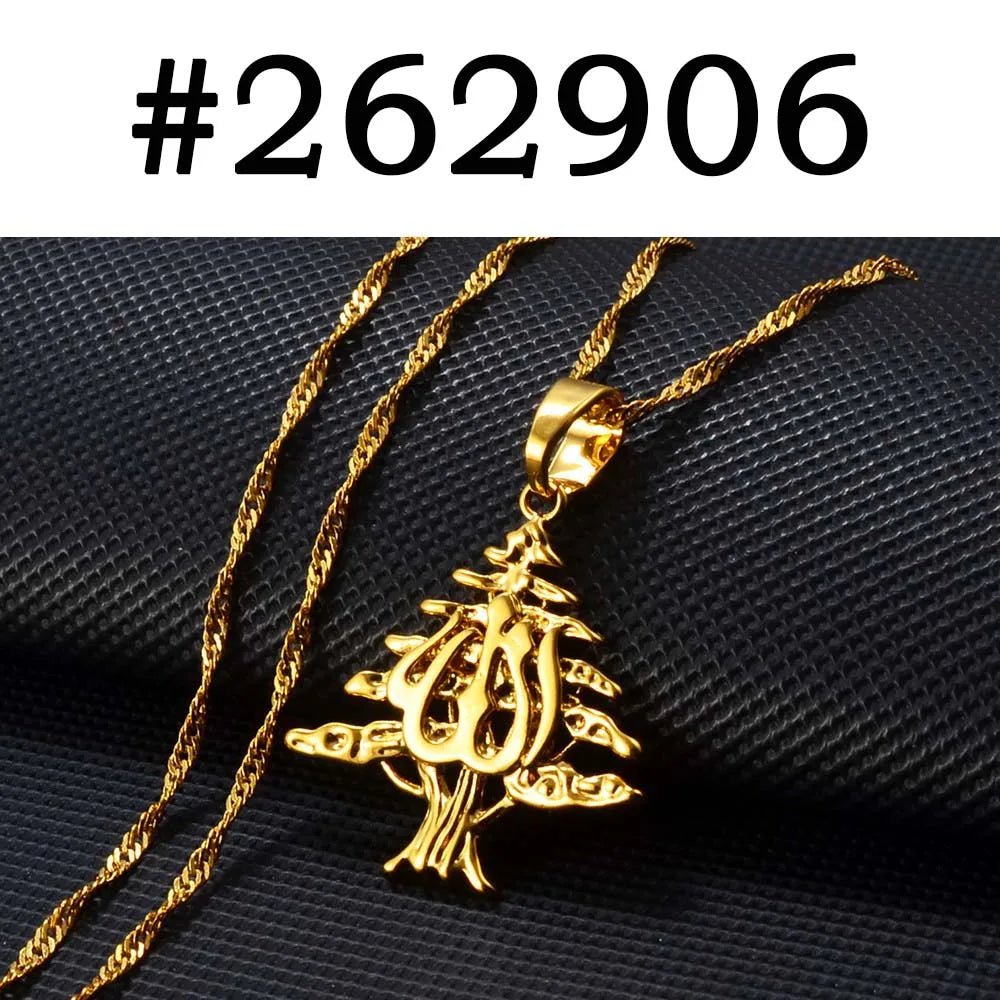 Anniyo Liban Pendants Necklaces Lebanese Cedar Jewelry Lebanon Map Eastern Rite Church Maronite Cross Allah Symbol #251506