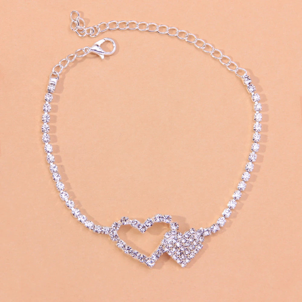 Women's Charm Metal Pearl Anklet Golden Multilayer Foot Chain Bohemia Fashion Rhinestone Ankle Bracelet Beach Jewelry Accessory