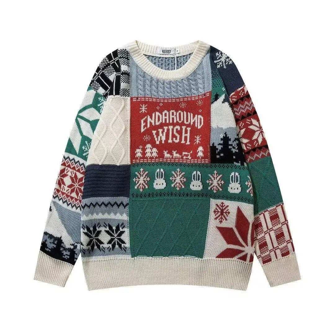 Sweater Women Knit Print Christmas Jumper Pullovers Long Sleeve Elegant Lady Thick Sweaters Regular Autumn Winter 2024