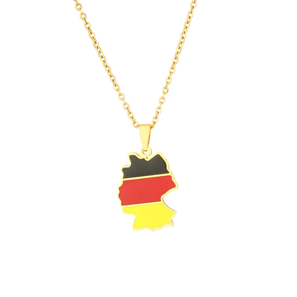 2024 new fashion stainless just Germany map map pendant necklace temperament everything collarbone chain birthday anniversary gi