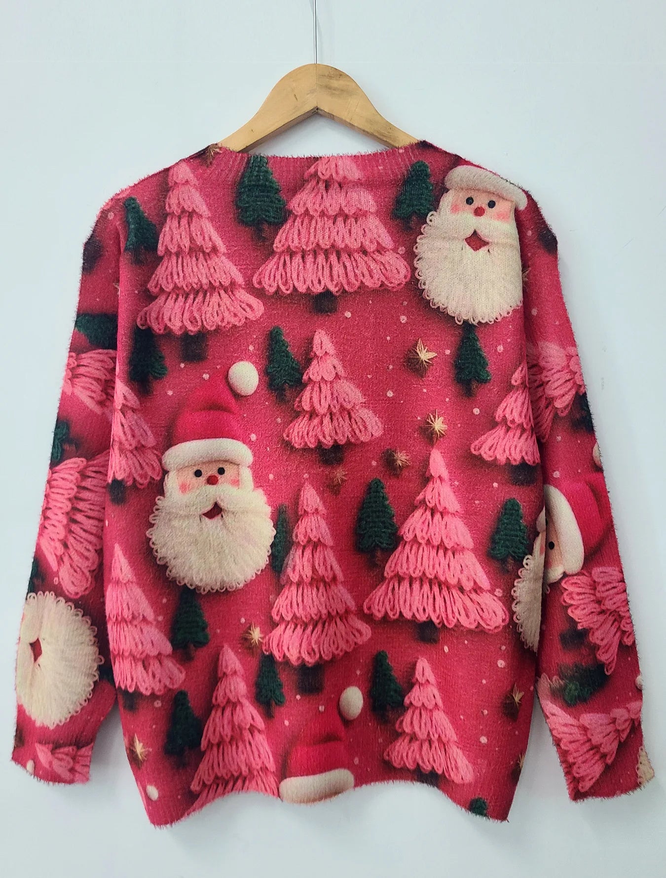 2024 New Autumn And Winter Fashionable And Cute Christmas All-over Printed Round Neck Mink Fur Printed Sweater