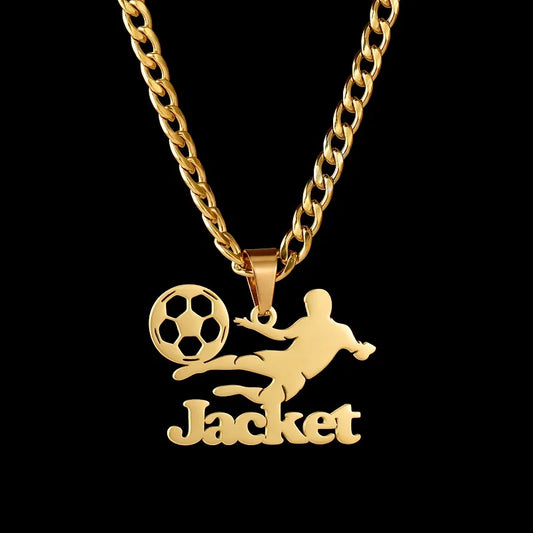 365 New Arrival Custom Name Necklace Personalized Sport Ground Style Nameplate Stainless Steel Jewelry For Men Women Gifts