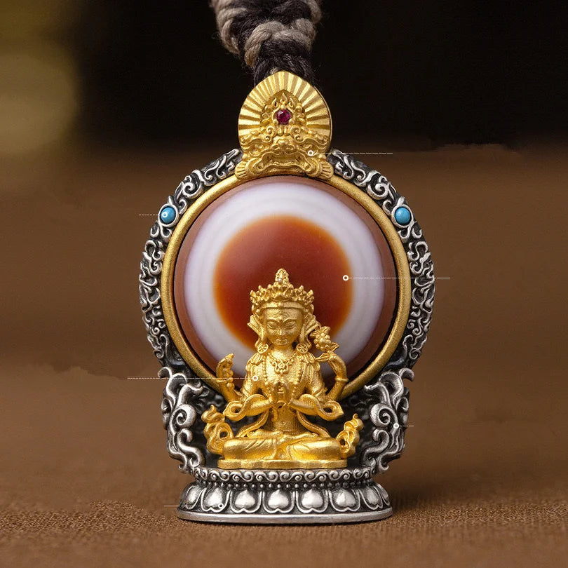2025 New Tibetan Buddhist Tianzhu Pendant Buddha Statue Guardian Necklace for Men and Women to Wear as a Transformation Bead J