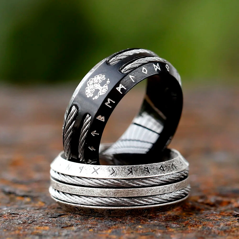 2024 NEW Men's 316L stainless-steel rings retro Odin Viking rune for teen RING Amulet fashion Jewelry Gift Valentine's day Gift