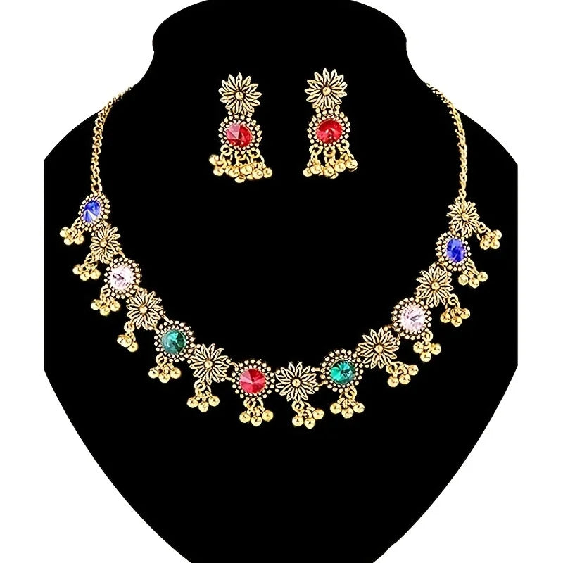 1 Set Jewelry for Women Synthetic Rhinestone Choker Necklace Earrings Set Party Style Ideal for Daily Wear Holiday Gift