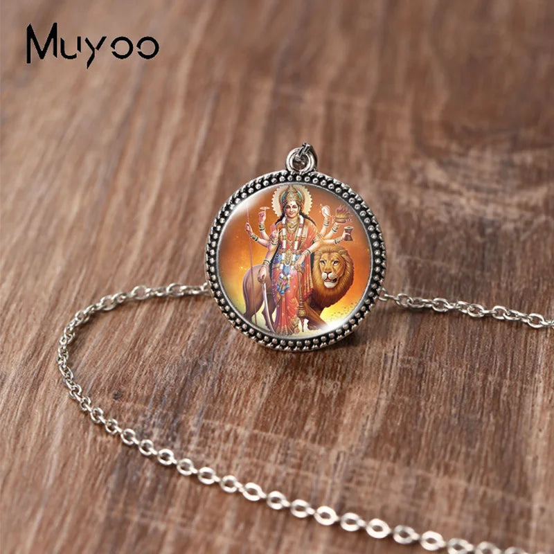 2023 New Arrival Fashion Painting India Shiva Ganesha Hindu God Glass Dome Antique Pendant Handmade Jewelry Vintage Necklaces