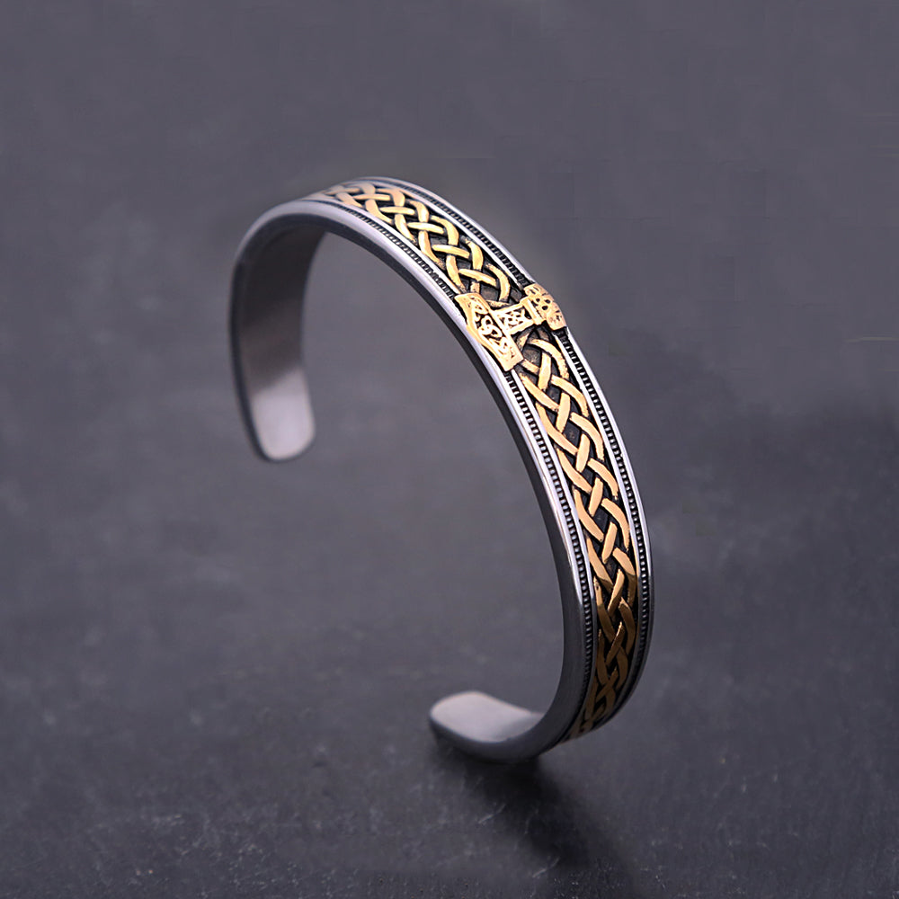 Fashion Retro Nordic Viking Thor's Hammer Bracelet Stainless Steel Open Bracelets Men and Women Punk Amulet Jewelry Wholesale
