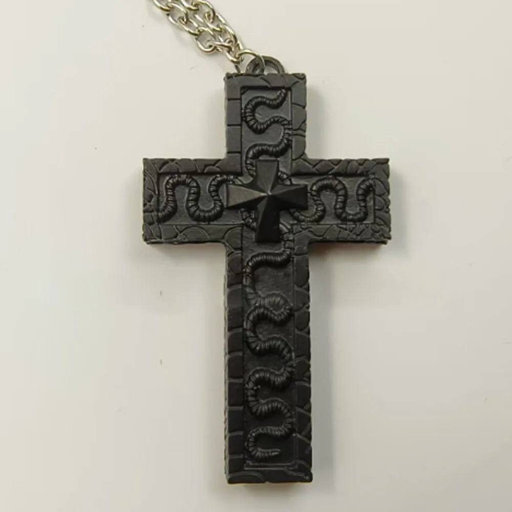 Vintage Cross Pendant Necklace with Secret Compartment Cross Necklace 3D Printed Charm Jewelry Necklace for Women Men