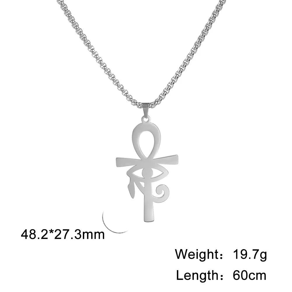 2024 New fashion Egyptian cross The Eye of Horus pendant necklace temperament everything with stainless steel collarbone chain a